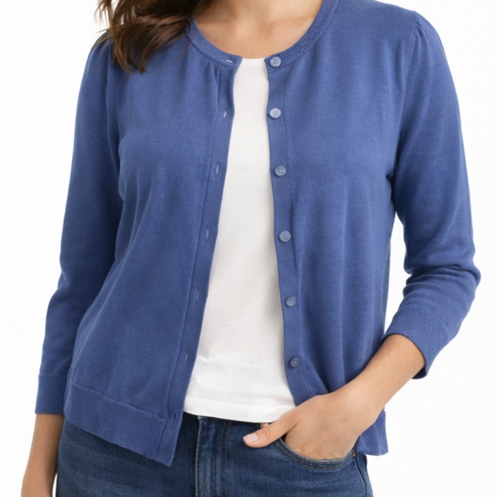 August Silk Classic Blue Cardigan